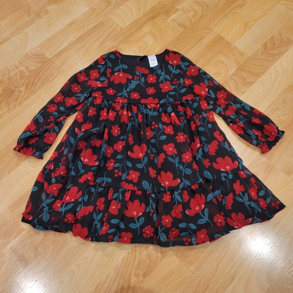Carters Long Sleeve Floral Fancy Dress Size 2T New